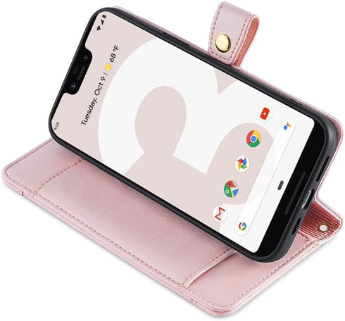 Asuwish Phone Case for Google Pixel 3 XL Wallet Cover and Screen Protector Zipper Leather Credit Card Holder Slot Stand Flip Accessories Protectiv...