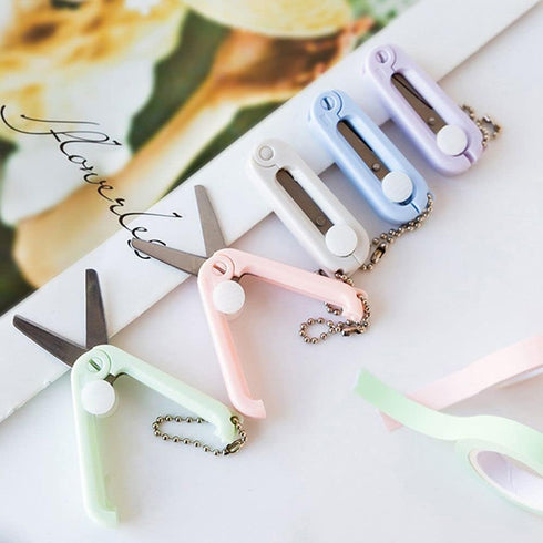 Blue Mini Scissors with Keychain Portable Folding Scissors Small Cutter Shear for Cutting, Scrapbooking, Crafting, Sewing, DIY Projects,Office Cut...