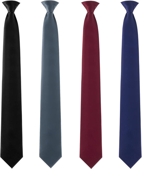 Bencailor 4 Pcs 24 Inch Men's Clip-on Ties Solid Color Men's Tie Pretied Clip on Ties for Men Men's Clip on Necktie Men's Button Ties(Black, Charc...