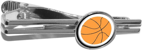 Basketball Round Tie Bar Clip Clasp Tack - Silver...