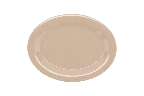 G.E.T. OP-950-S-EC Melamine Oval Serving Platter / Dinner Plate, 9.75" x 7.25", Sandstone (Set of 4), Beige...