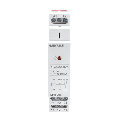 Intermediate Relay Auxiliary Relay 8A 2SPDT Din Rail Switch Relay(GR8-208,AC/DC 24V)...