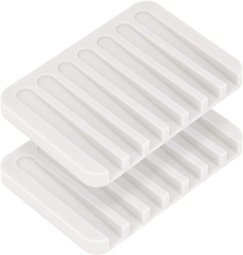 Anwenk Flexible Silicone Soap Dish Shower Waterfall Tray Saver Holder Drainer for Shower/Bathroom/Kitchen/Counter Top, Keeps Soap Bars Dry and Cle...