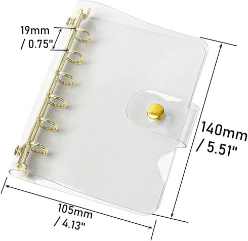 NatSumeBasics A7 Binder Wallet Clear Mini A7 Budget Binder Gold Ring Cash Envelopes Loose Leaf Folders Soft Notebook Shell Protector (A7, Gold)...