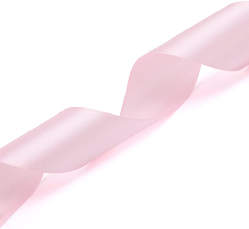1-1/2 inch Light Pink Solid Satin Ribbon 25 Yards 100% Polyester Fabric Soft and Durable for Wedding Invitations, Bridal Bouquets, Sewing, Party D...