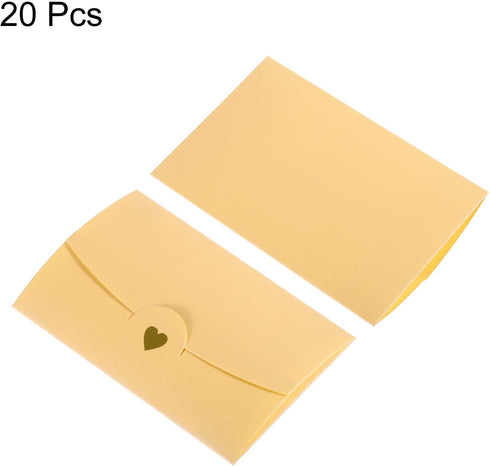 PATIKIL Mini Envelopes, 20 Pack Small Gift Card Holders Retro Gold Heart Business Invitation Envelopes for Wedding Birthday, White Gold...