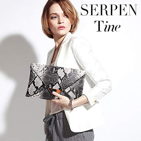 CLARA Women Fashion Snakeskin Pattern Clutch Handbag Envelope Bag Chain Shoulder Bag Evening Party Bag...