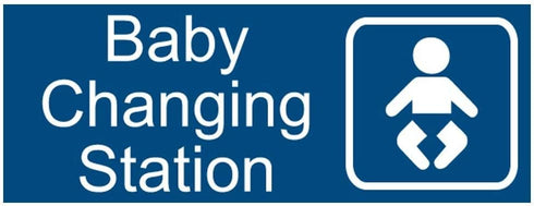 New Baby Changing Station Sign, 8 x 3 in with English and Symbol, Blue for Men, Women, Unisex...