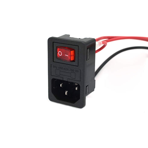 2pcs 10A 250V Rocker Switch Power Socket Inlet Module Plug 5A Fuse Switch with 18 AWG Wiring 3 Pin IEC320 C14 Connected Terminal Crimps and Wires...