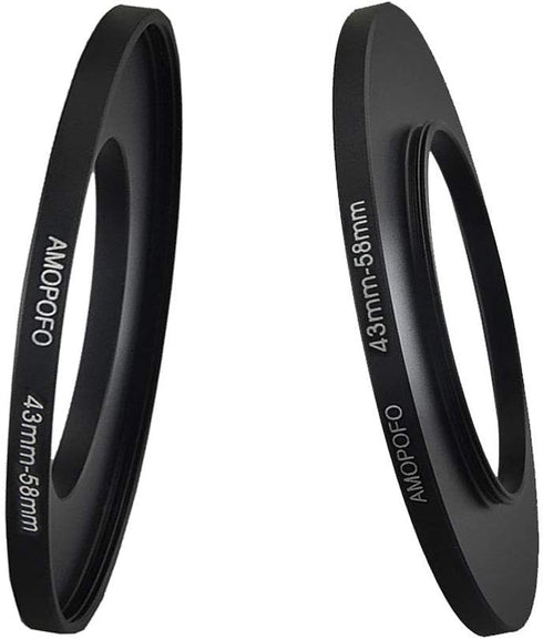 Metal Step Up Ring Adapter 43mm to 58mm Step-Up Lens Adapter Ring for Filters, Made of CNC Machined Space Aluminum with Matte Black Electroplated ...