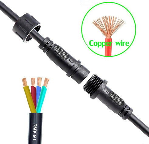 4 wire waterproof connector, 4 Pin Male Female Plug LED Connector,with 16AWG IP68 20CM Extension Cable for Car, Boat,Truck,Indoor/Outdoor LED Stri...