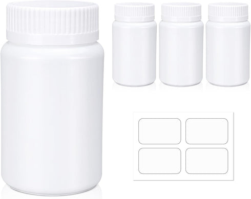 Empty Plastic Pill Bottle Medicine Bottles Reagent Chemical Container with Smooth Screw Lid For Liquid Solid Powder (100cc 4pack)...