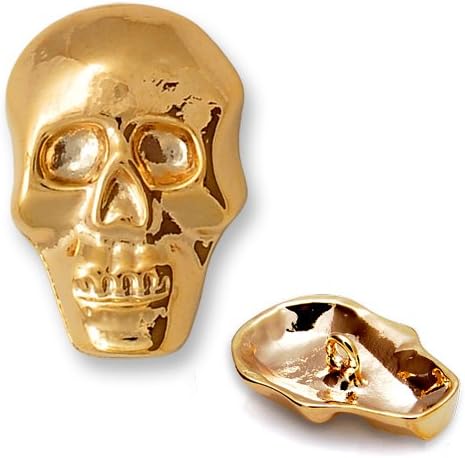 4-pcs Metal Skull Button with Shank 18mm x 26mm, TR-10599 (Gold)...