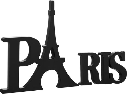 Blulu Paris Decor for Bedroom Wooden Eiffel Tower Table Decor Eiffel Tower Sign Letters for Home Living Room Office Bathroom(Black)...