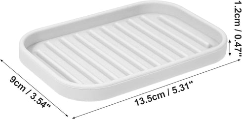 VOCOSTE Soap Dish, Soap Cleaning Storage, Keep Soap Dry for Home Bathroom Kitchen, Silicone, Light Gray, 13.5x9cm...