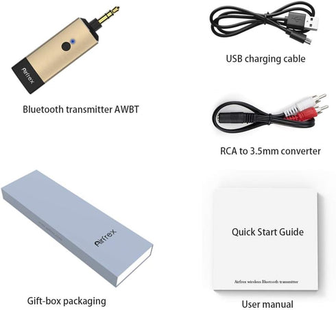 Aluminum Mini Bluetooth Transmitter with 3.5mm Male Jack for TV/ MP3/ PC/ PS4, Wireless Bluetooth Sender and Adapter Works with Bluetooth Headphon...