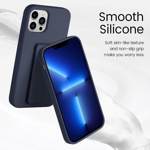 LAUDTEC Silicone Kickstand Case Compatible with iPhone 13 Pro Max, Vertical and Horizontal Stand Hand Strap Metal Kickstand Cover, Flexible Soft L...