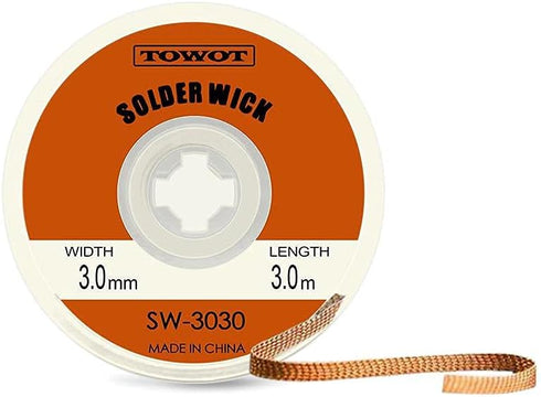TOWOT Desoldering Wick Braid With Flux No-Clean Electronic,Solder Wick Braid Remover.Desolder Soldering Kit 3mm W 0.12'' L 9.8' (3Pcs)...