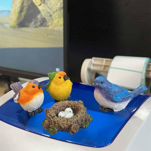 1 Set Mini Bird Decoration Micro Landscape Bird Moss Landscape Ornament Resin Bird's Nest Egg Fairy Animal Cute Model for Garden Micro Landscape H...