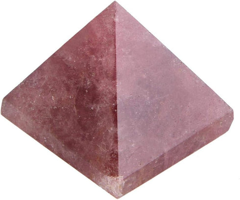 AUNMAS 3cm Quartz Pyramid, Small Strawberry Crystal Love Addition Reiki Stone Energy Tower Figurine for Home Office Decoration Ornament...