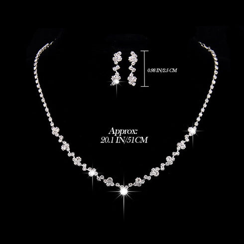 Jakawin Bride Wedding Silver Bridal Necklace Earrings Set Crystal Wedding Jewelry Set Rhinestone Choker Necklace for Women (Set of 3) (NK143-1)...