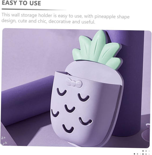 Hemoton 2 Pcs Wall Hanging Storage Basket Pineapple Bathroom Wall Organizer Toiletry Organizer Wall Mounted Toothbrush Holders Mobile Phone Stand ...