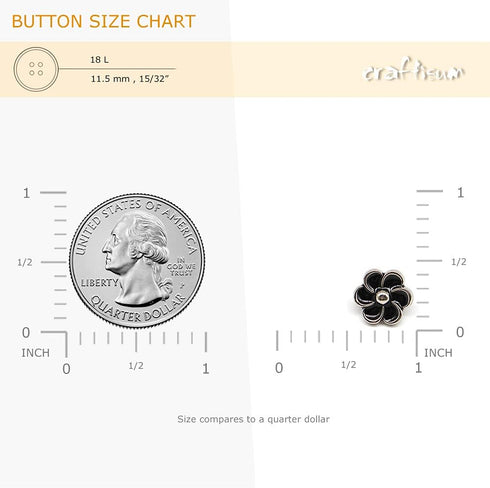 Enamel Black Plum Flower Shank Sewing Buttons 20 Pcs - 11.5mm, 15/32"...