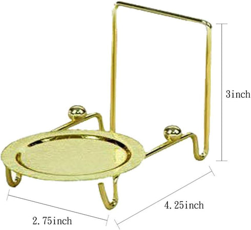 HOHIYA 6pc Cup and Saucer Display Stand Tea Holder Rack for China Teacup Coffee Mug Organizer Etched Base Taiwan Made Gold...
