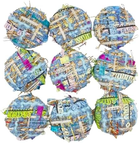 10pc Blue Tweed Fabric Covered Round Flat Back Buttons,DIY Crafts,Scrapbooking Decorations Buttons 26mm...
