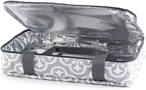 The Lakeside Collection Carrier for Casserole or Slow Cooker - Gray Damask Casserole...