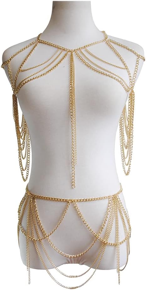 Sexy Body Chain Set Layered Necklace Bra Waist Chain Summer Fashion Bohemian Jewelry Suit for Beach Party Holidy...
