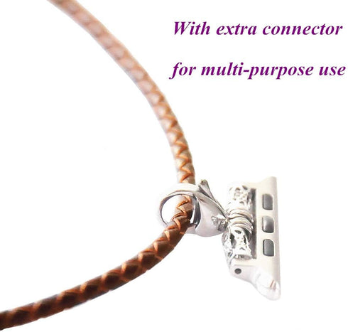 Genuine Brown Leather Bands Smartwatch Neck Chain 38mm of Series 3 2 1 / 40mm of Series 4 New Watch Double Loop Two Way Necklace Cowhide Watch Str...