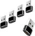 USB Type C Female to USB A Male Charger Converter Adapter 5 Pack for iPhone 15/Pro/Pro Max/Plus/14/13/12, XS/XR/X, Watch Series. iPad, Samsung (Bl...