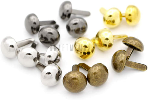 CRAFTMEMORE Round Brads Purse Feet Handbag Nailheads Spike Prong Studs 8MM 10MM 12MM 100 PCS (8 mm (?5/16"), Gold)...