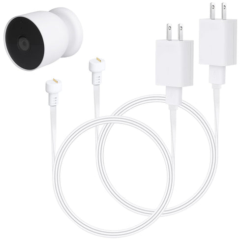 2Pack Power Adapter Compatible with Google Nest Cam Outdoor or Indoor, Battery - 6.5ft/2m Weatherproof Outdoor Charger Cable Power Your Camera Con...