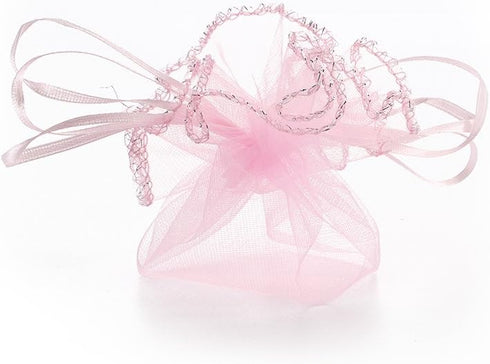 50Pcs 9.8 Inch Round Organza Bags Drawstring, Sheer Tulle Circles Jewelry Candy Pouch Baby Shower Wedding Party Favor Gift Bags (Pink)...