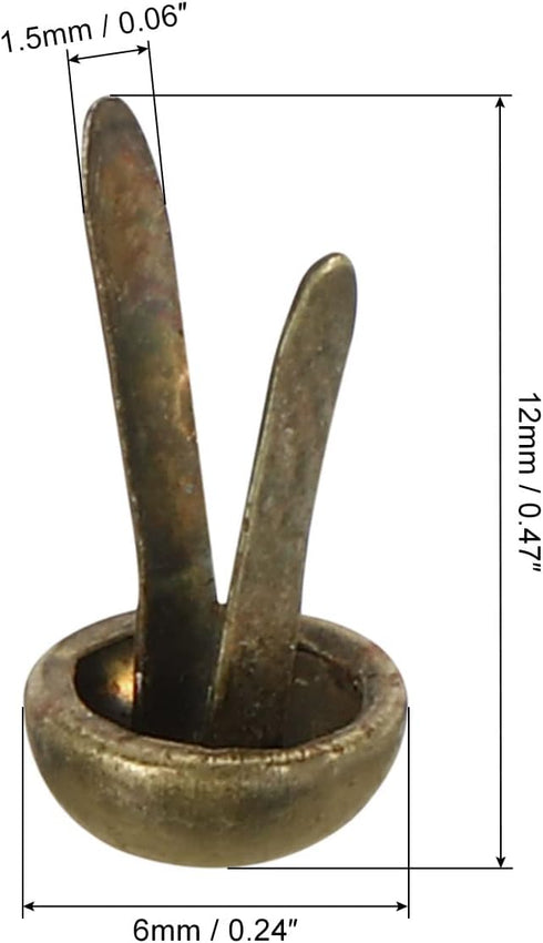 PATIKIL 6x12mm Mini Brads Paper Fasteners, 200 Pack Round Brads Fastener for DIY Crafting Projects Scrapbooking, Bronze Tone...