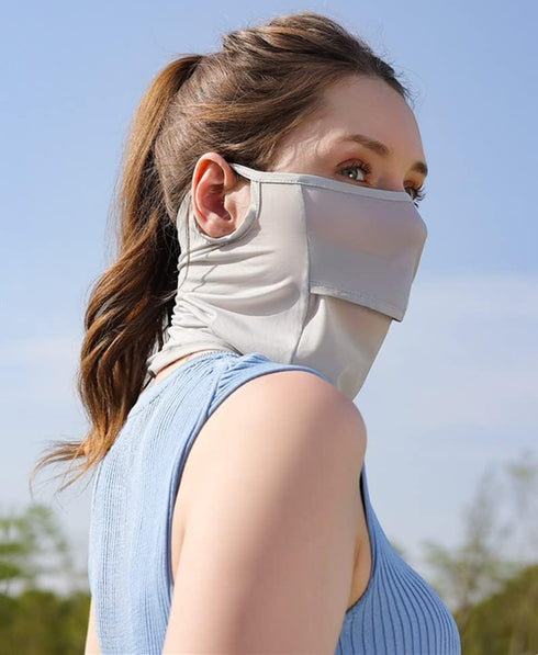 Neck Gaiter Balaclava Sun Protective Face Bandana with Ear Loops Ice Silk Veil UV Protection Face Cover for Summer Outdoor Activities...