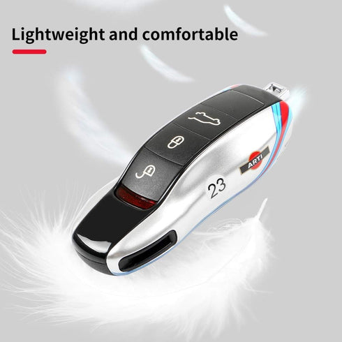 Car Key Protection Keychain, Key Cover Comptatible with Porsche Cayenne Panamera 911 (Old Silver)...