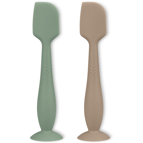 Diaper Cream Applicator Set - Soft Silicone Baby Butt Brush with Suction Base, Baby Butt Spatula, Full Size - Newborn Baby Essentials (2Packs-Natu...