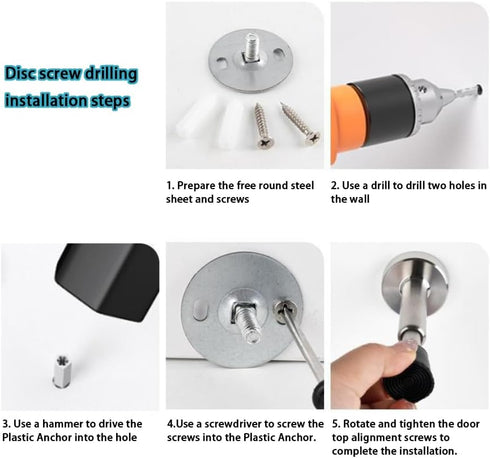 Door Stopper Spring Hydraulic Self Adhesive Door Stop Spring Door Stop Hydraulic Door Stop Bumper 3 Installation Methods Wall Protector 4.1 Inch H...