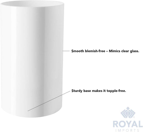 Royal Imports Flower Acrylic Vases Cylinders - Decorative Centerpiece Display for Home or Wedding - Non Breakable Plastic, 5X8 - White...