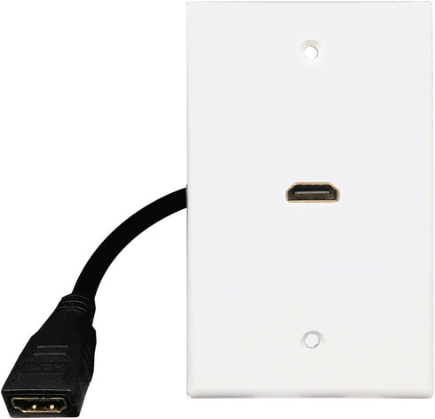 HDMI Wall Plate,Fly Tiger,6 Inch Pigtail Built,in Flexible High Speed HDMI Cable with Ethernet,Single Outlet Port Insert(1 Port+Bracket)...