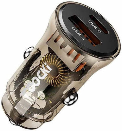 Transparent Car Charger, Smallest 4.8A USB-C + USB-A Fast Car Charger Adapter Flush Fit Compatible with iPhone 14 Pro Max/13/12/11/8/7/x/6s, iPad ...