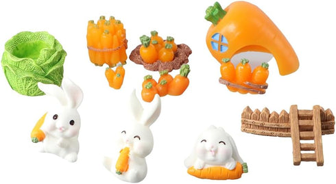 12Pcs Rabbit and Carrot Miniature Figurines Fairy Garden Accessories,Micro Landscape Ornaments DIY Crafts Ornament for Home Decor...