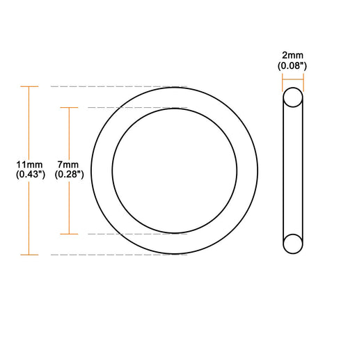 uxcell Nitrile Rubber O-Rings 11mm OD 7mm ID 2mm Width, Metric Sealing Gasket for Automotive Machine Plumbing, Pack of 12...