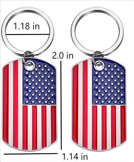 MIXJOY American Flag Keychain - 2 Pack Patriotic US Keyrings, Souvenir Gifts for 4th of July, Labor Day, and Veterans' Day Festivities...