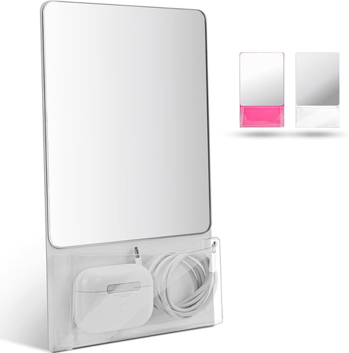 Magnetic Locker Mirror, 6.69" x 5.51" Small Real Glass Mirror with Holder Bag and Magnetic Backing for Coat Lockers School Locker Bathroom Househo...