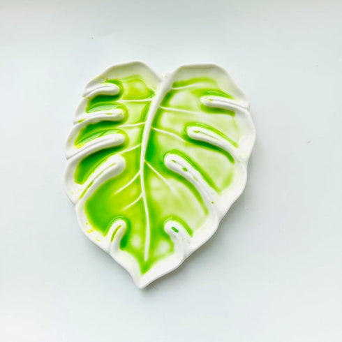 Porcelain Watercolor Palette 6.7in Monstera Leaf Artist Professional Ceramic Palette (Porcelain)...