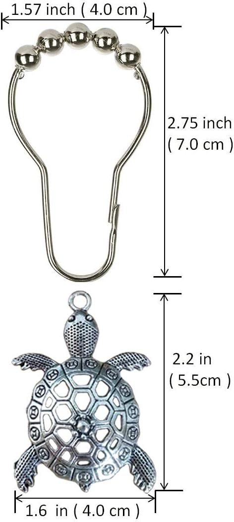 Sea Turtles Shower Curtain Hooks Rings - Silver Metal Shower Hooks for Shower Curtain, Rust Proof Shower Curain Hooks Clips Bathroom Accessories S...